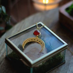 Naszyjnik z Agatem i Lunulą - Ognista Lunula