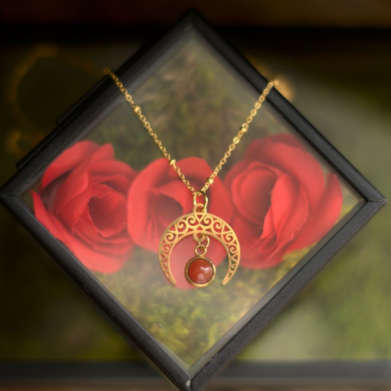 Naszyjnik orientalny - lunula i Agat