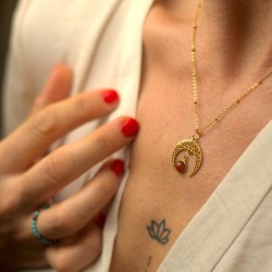 Naszyjnik orientalny - lunula i Agat