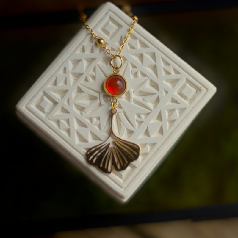 Amulet Naszyjnik z Agatem i Miłorzębem