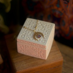 Naszyjnik orientalny - lunula i Ametyst