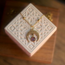 Naszyjnik orientalny - lunula i Ametyst