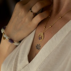 Naszyjnik orientalny - lunula i Ametyst