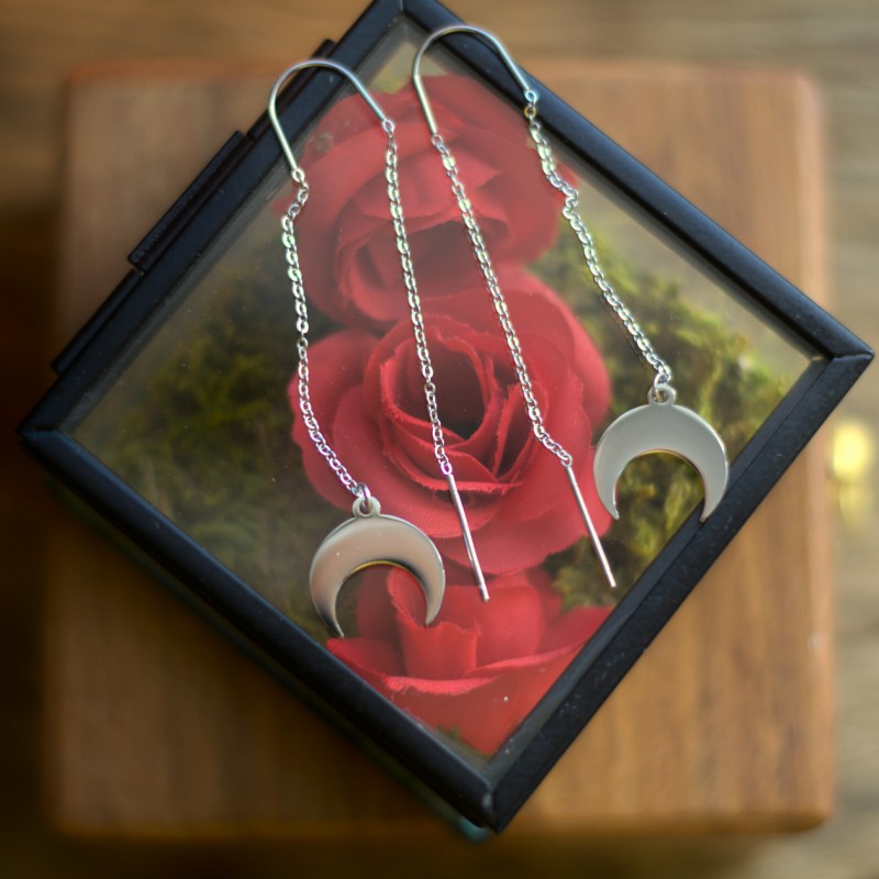 Kolczyki Orientalne - srebrne bigle z lunulą