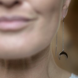 Kolczyki Orientalne - srebrne bigle z lunulą