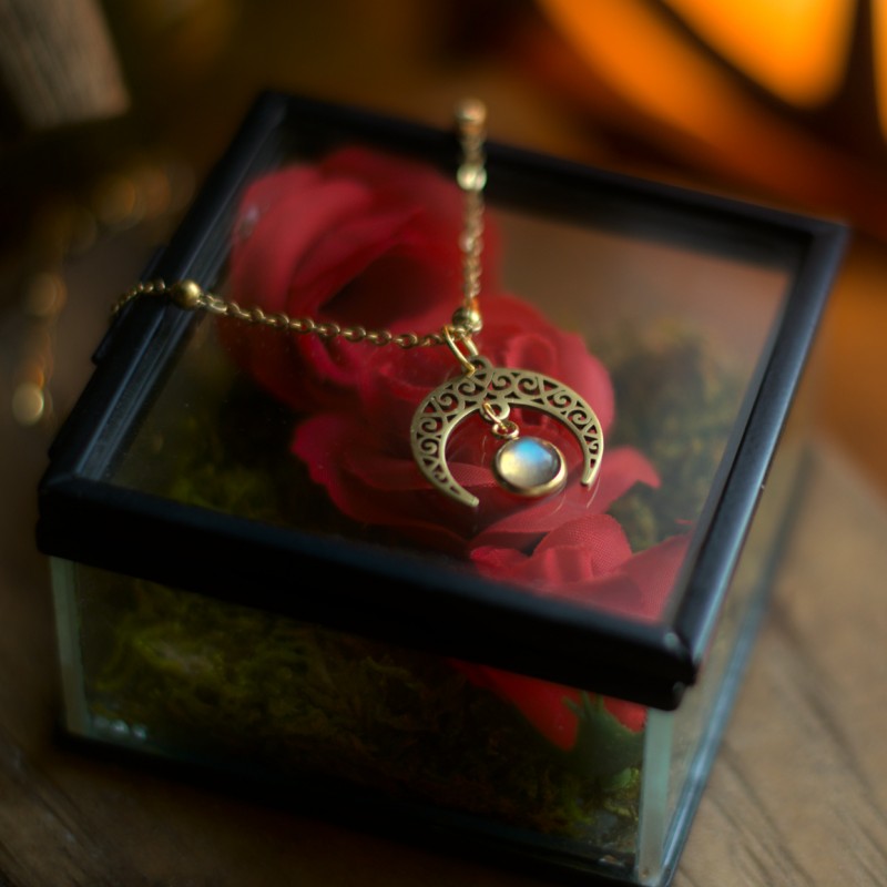 Ochronny naszyjnik - lunula i Labradoryt