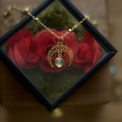 Ochronny naszyjnik - lunula i Labradoryt