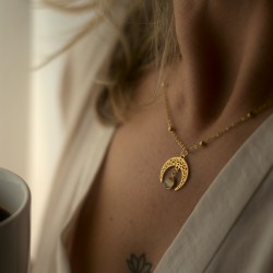 Ochronny naszyjnik - lunula i Labradoryt