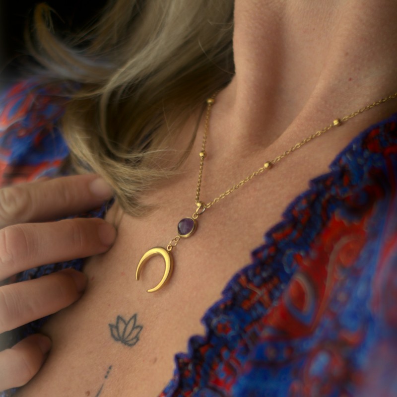Ochronny naszyjnik kobiecości - Ametyst i Lunula