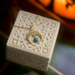 Naszyjnik orientalny z Turkusem i Lunulą