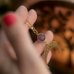 Naszyjnik z Ametystem i Lunulą - Mistyczna Lunula