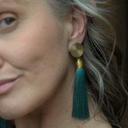 Kolczyki BOHO z turkusowym chwostem