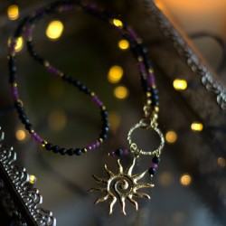 Naszyjnik Rubin & Onyks - Świetlisty Blask Słońca