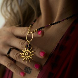 Naszyjnik Rubin & Onyks - Świetlisty Blask Słońca