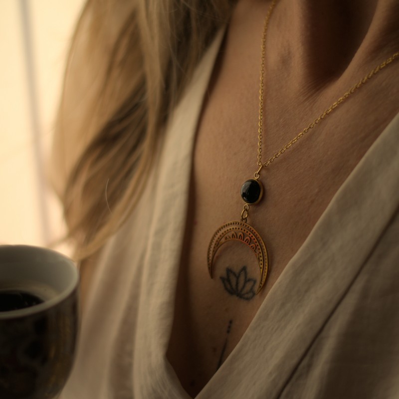 Naszyjnik z Onyksem i Lunulą - Nocna Opiekunka