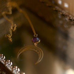 Naszyjnik z Ametystem i Lunulą - Mistyczna Lunula