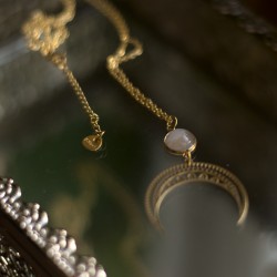 Naszyjnik z Kwarcem różowym i Lunulą - Lunula Światła serca