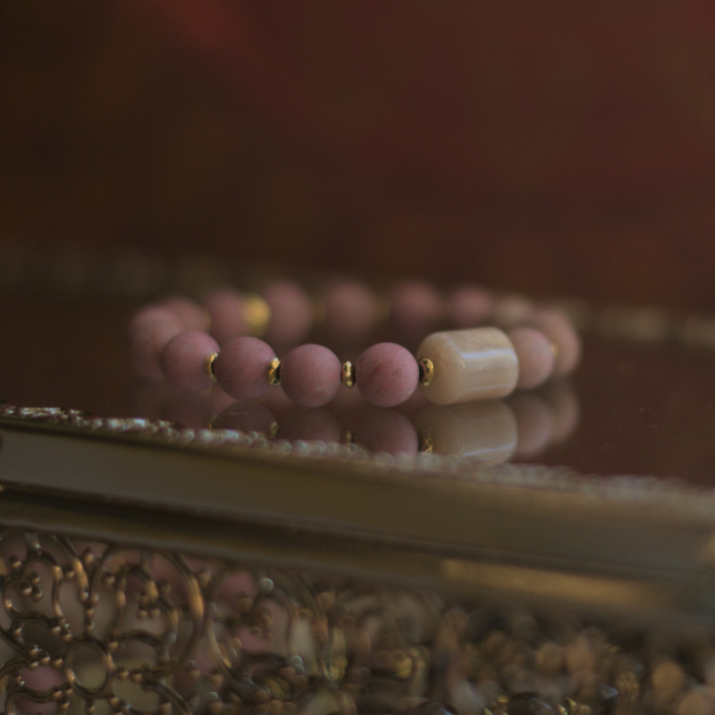 Bransoletka z Rodonitem i Kamieniem Słonecznym - czułość i blask