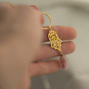 Zawieszka Amulet - Ażurowa Hamsa z surowym Turmalinem