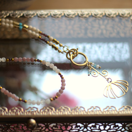 AMULET RADOŚCI - Naszyjnik z Jaspisami i Tulipaniową Zawieszką