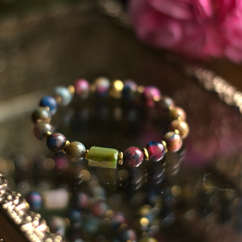 Leśna Strażniczka – Bransoletka z Zielonym Agatem i Tygrysim Okiem