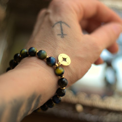 Strażniczka Kierunku - Bransoletka z Tygrysim Okiem i Różą Wiatrów